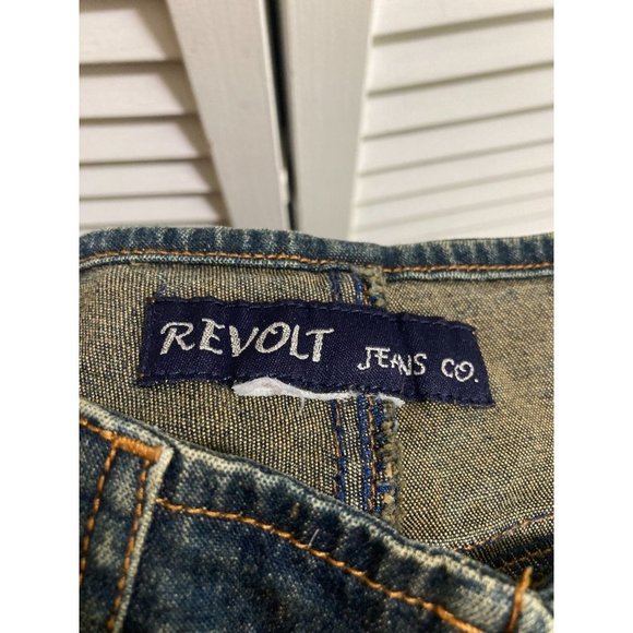 Y2K 90s Style Revolt Jeans Co Low Rise Dark Wash Fit and Flare Leg Jeans - Picture 6 of 6